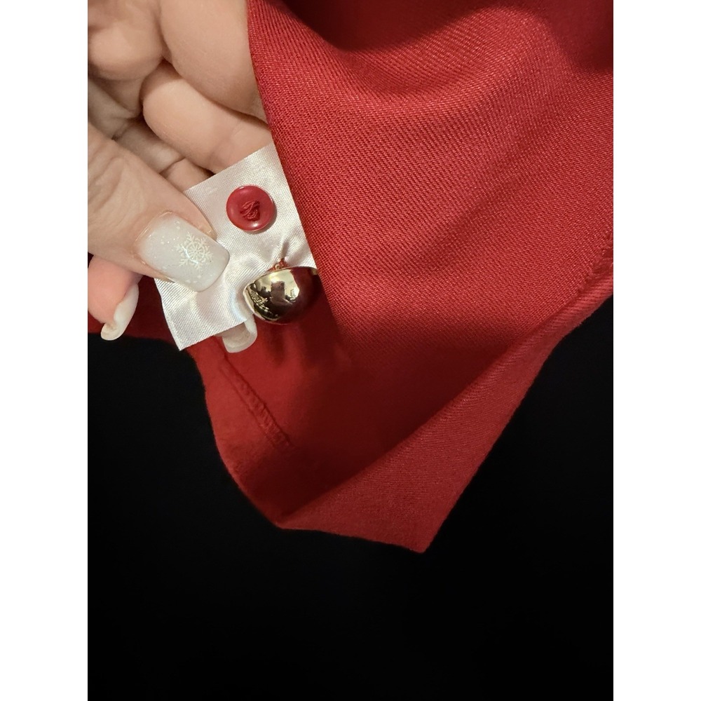 H&M Women's Red Dress Size M Gold Button Shoulder Detail Elegant‎ Classic - Picture 6 of 9